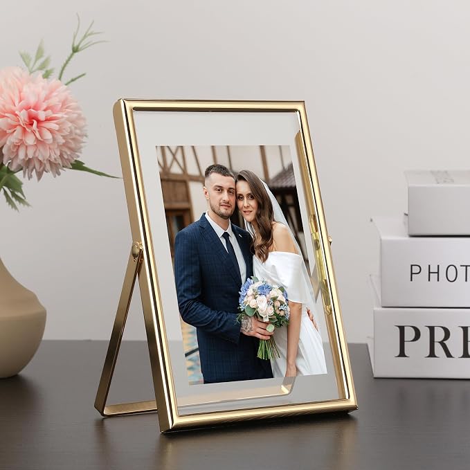Gold 5x7" Floating Frame 2pack for Photo Sizesfor Adjustable Tabletop/Shelf - Image 2
