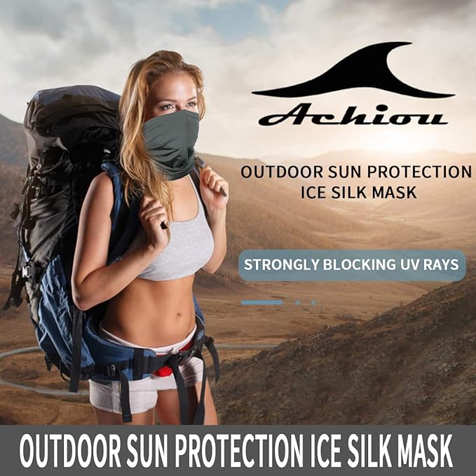 Achiou Cooling Neck Gaiter Face Cover Scarf, UV Protection Mask for Men and Women,Soft Windproof, Hiking Cycling Running