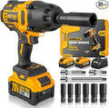 Alloyman 1/2 inch Impact Wrench Cordless, (750 N.m) 555 Ft-lbs Hight Torque Wrench,20V Power Impact Driver, Brushless Motor 2000 RPM, 2x 4.0AH Li-ion Battery,Charger,6 Sockets,3 Extension Bars
