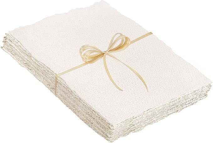 25 Sheets Watercolor Paper 7X 10, 300 GSM Deckled Edge Paper Rough/Textured by Prudiut