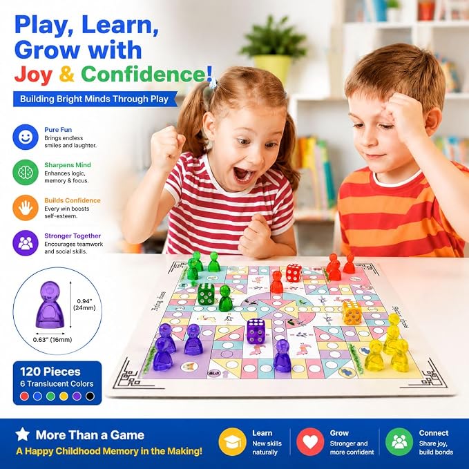 Game Pawns, 120 Pieces, 6 Colors, Translucent Game Pieces | Plastic Tokens - Image 7