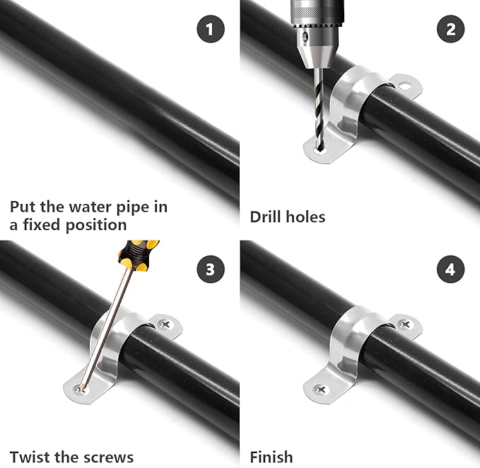 10Pcs 2-3/8 Inch Stainless Steel Conduit Clamps, Two Hole Strap U Bracket Rigid Pipe Strap Metal U Clamp Conduit Strap Tension Clips U-tube Clamp Heavy Duty