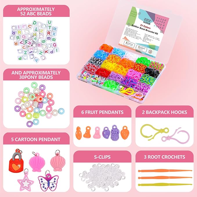XKDOUS Rubber Band Bracelet Kit, Loom Bracelet Making Kit - Image 2