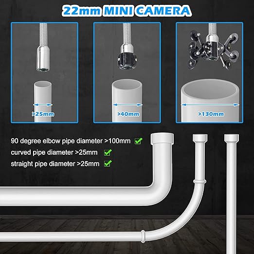 Sanyipace Sewer Camera with Locator 165 FT/50 M, Drain Pipe Inspection Camera with Detector, Waterproof Cámara Probe w/h 512Hz Transmitter, Distance Counter, 9" Color Screen, 16GB TF Card, 5mm Cable