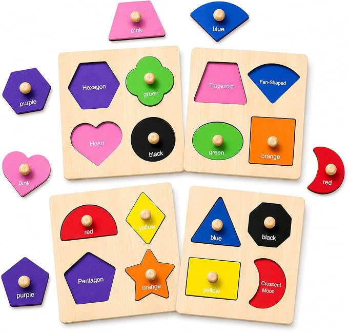 Wooden Shape Color Sorting Puzzle Toys by SloticDirect