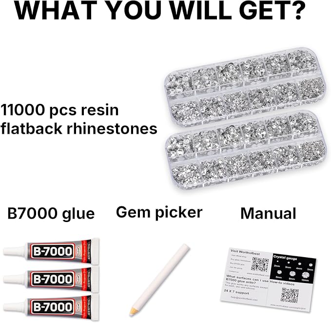 11000PCS Silver Clear Rhinestones - Image 2
