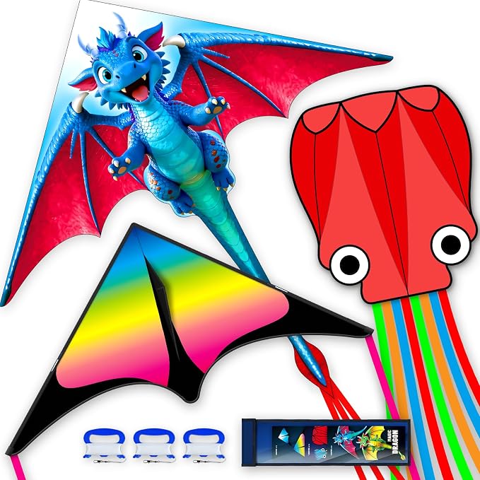 SGftre 3 Piece Set Butterfly Delta Octopus Kites by SGftre