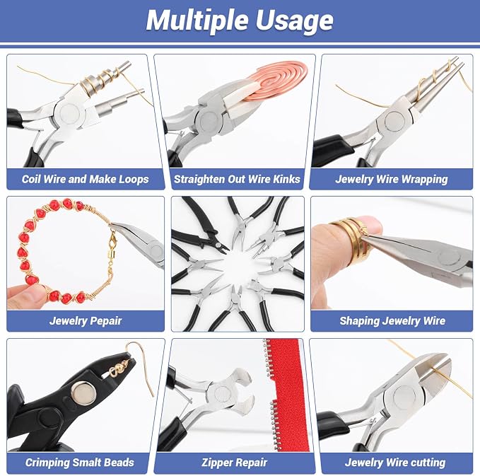 shynek 10 Pieces Jewelry Pliers Tools Set, Jewelry Making Tools Include 8 - Image 5