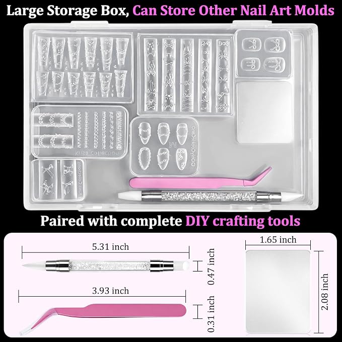 6Pcs Silicone Nail Art Molds Kit - Image 2