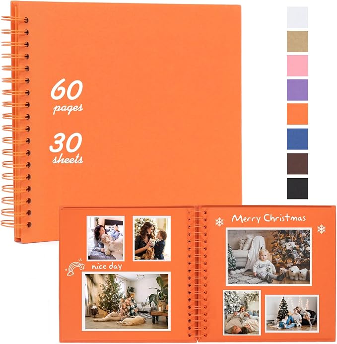 RECUTMS 12x12 Scrapbook 60 Page Kraft Paper DIY Graduation Album Orange | 250gsm by RECUTMS
