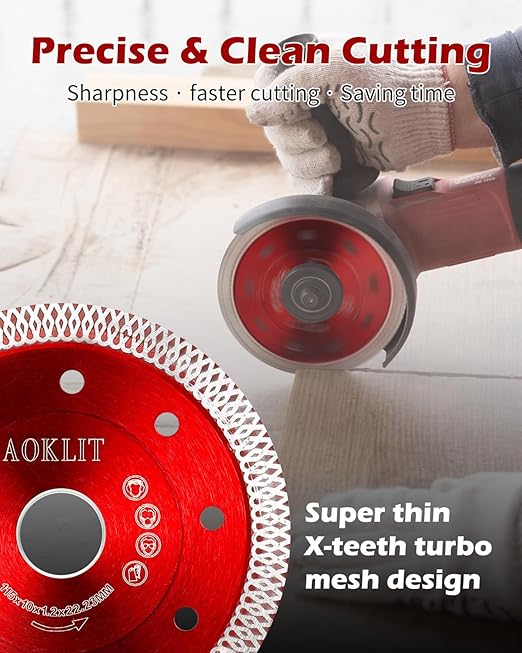 10 Pcs Diamond Saw Blades, 4-1/2 Inch Super Thin Tile Grinder Cutting Blade, Diamond Blade for Angle Grinder Cutting Porcelain Tile Granite Marbles