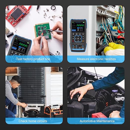 BTMETER 3-in-1 Handheld Oscilloscope Multimeter & DDS Generator, 2 Channel, 10MHz Bandwidth, 50MSa/s, 10000 Counts Digital Oscillograph for Testing Voltage Current Capacitors Resistors Diodes