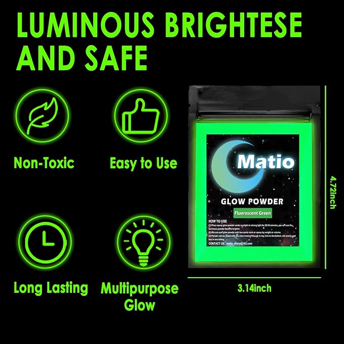 Matio Glow in The Dark Pigment Powder, 15g/0.5oz Orange Luminous Pigments | - Image 4