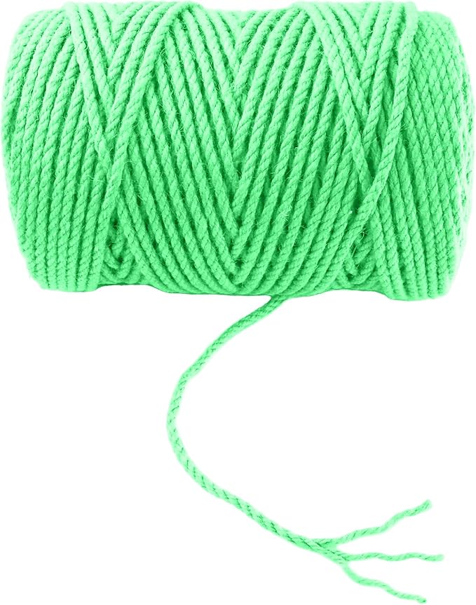 4mm x 300 Feet Light Green Jute Rope, Twine for Gardening Tomato Climbing Plant Tie Floristry Crafts Gift Wrapping Packing Decor
