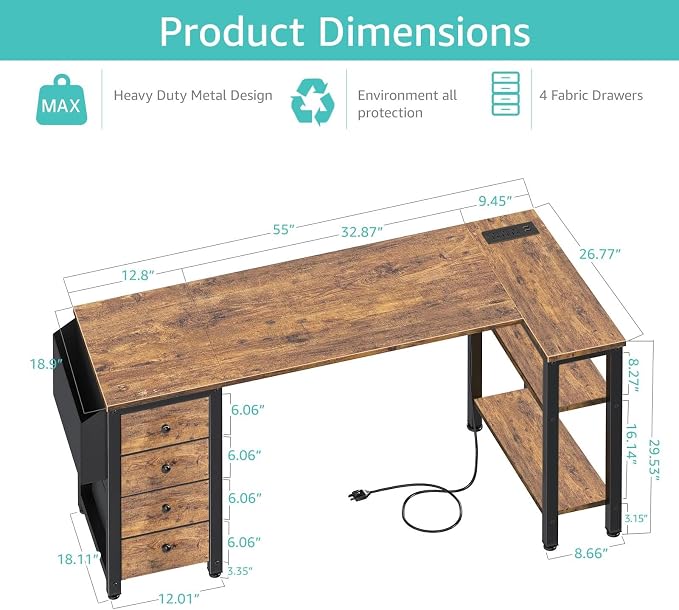 Lufeiya L Shaped Computer Desk - Image 3