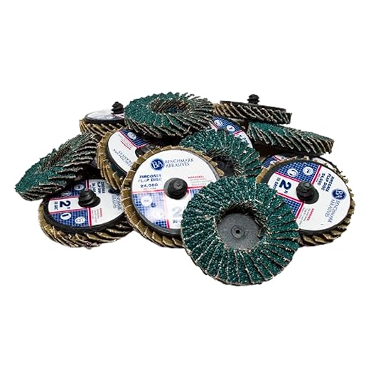 Benchmark Abrasives 2" Quick Change Zirconia Flap Disc Grinding Wheel with Male R-Type Back Design - Cleaning Finishing Deburring of Irregular Surfaces - for Die Grinder & More (10 Pack) 36 Grit