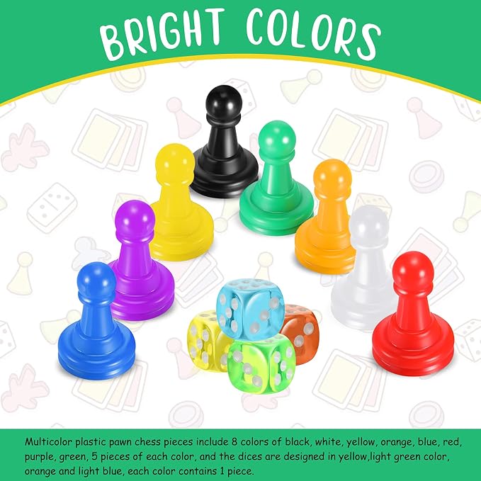 40 Pcs Multicolor Plastic Pawn Game Pieces - Image 3