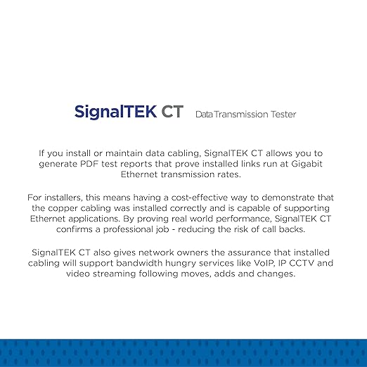 TREND Networks | R156006 | SignalTEK CT with Touchscreen | Network Transmission & Ethernet Tester Kit | Troubleshoot Data Cabling & Network Issues | Built-in PDF Reporting