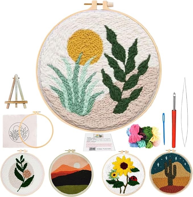 PYHIRRY Punch Needle Kits Adults Beginner Grass，with Tool, Fabric & Video by PYHIRRY