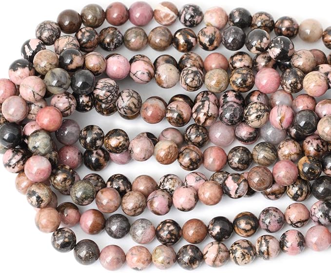 35PCS 10mm Natural Black Line Rhodochrosite Gemstone Smooth Round Loose Beads - Image 3