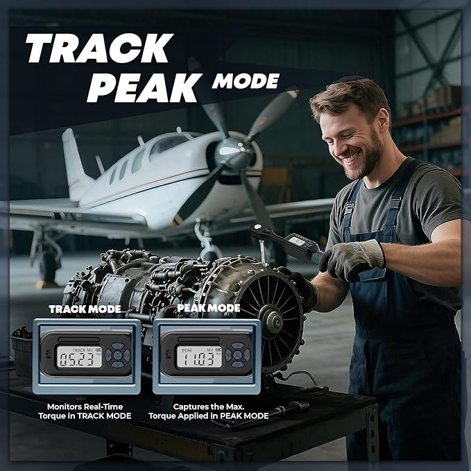 3/8 Torque Wrench Digital (5.02-99.6 Ft.Lb）±2 % Accuracy Digital Spark Plug Socket & Tire Inch Pound Torque Wrench 3/8 Drive with Buzzer and LED Flash Notification Track Mode for Moto Auto Car