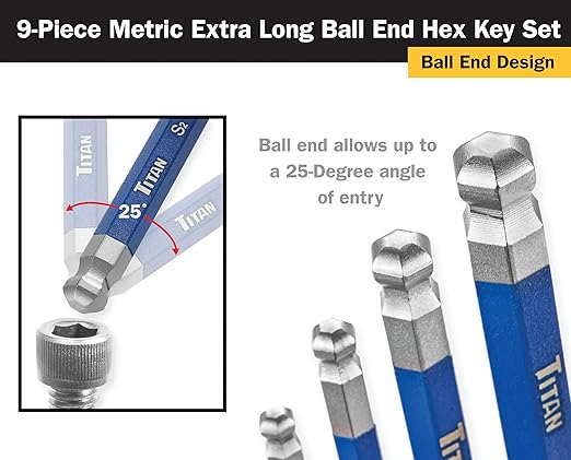 Titan 12763 35-Piece Star, Metric, and SAE Hex Key Set