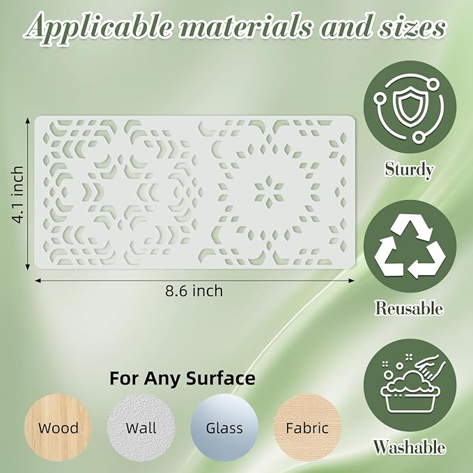 Geometric Texture Stencils for Crafts Reusable 16Pcs Stencils | DIY Art - Image 4