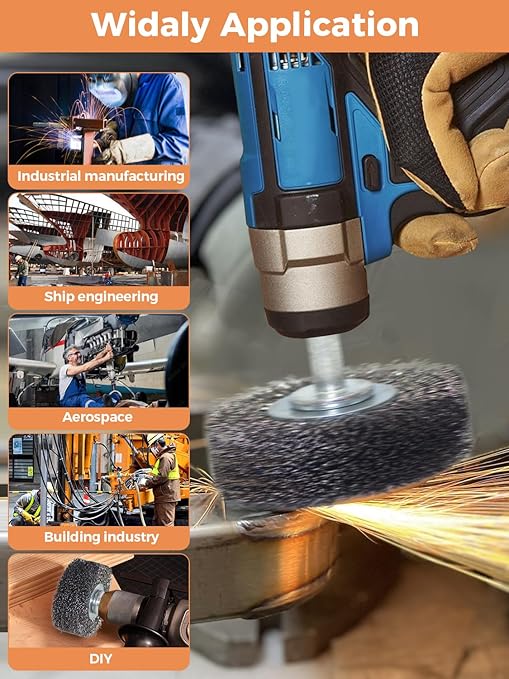 Wire Wheel Brush 2x7/8in for Drill 2Pack, Heavy Duty Carbon Steel Wire Brushes for Rust,Paint,Oxides,Corrosion Removal 1/4in Shank Drill Rotary Attachment