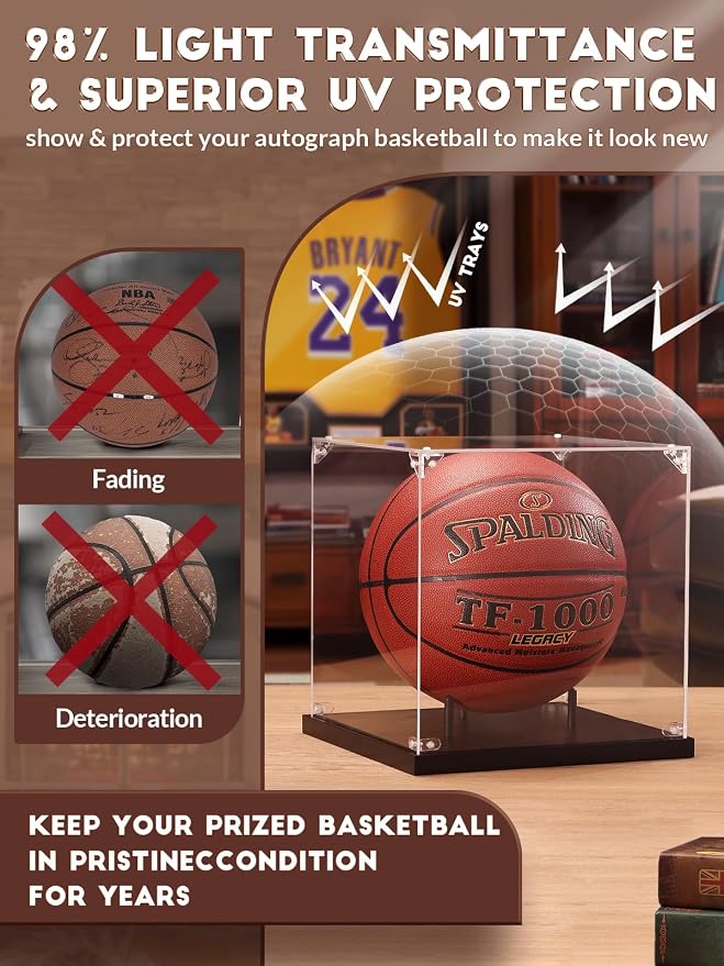 JupDec Basketball Display Case Acrylic Clear 10" Full Size - Image 4