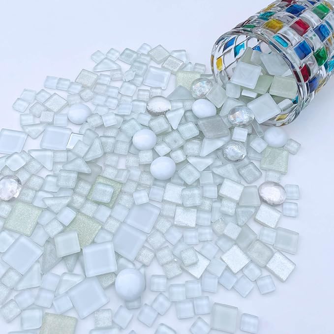 LITMIND 1.1 LB White Irregular Glass Mosaic Tiles - Image 4