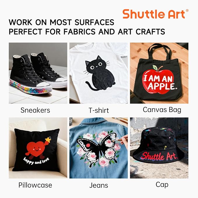 Shuttle Art Black Fabric Paint, 8.45 oz Fabric Paint - Image 8