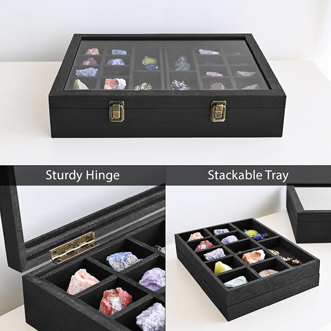 MOOCA Tempered Glass Jewelry Box Organizer, Two-Layer Jewelry Display Case - Image 5