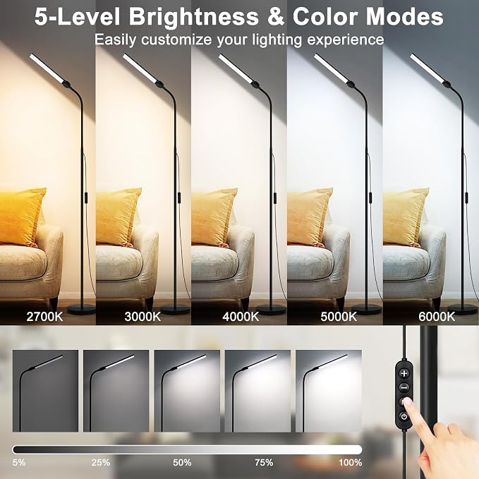LED Floor Lamp, 18W/2000LM Bright Reading Floor Lamp - Image 3