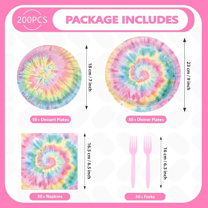 200Pcs Tie Dye Party Decorations - Image 5