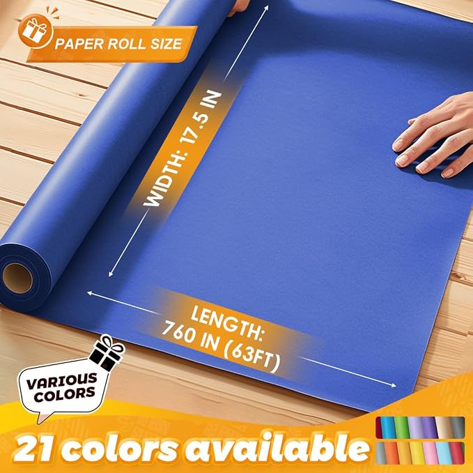 PerkHomy Blue Kraft Paper Roll 17.5" x 760" - Image 2