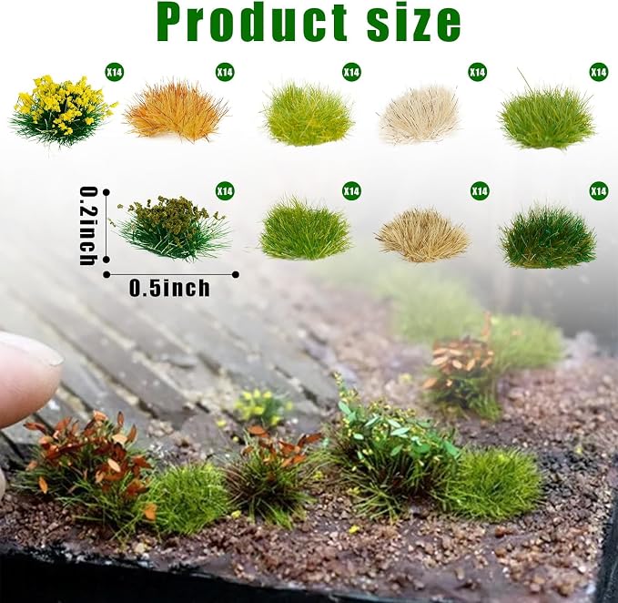 Warmtree 126 Pcs Static Grass Bushy Tufts Lowland Shrubs Tuft Terrain Model Kit - Image 3