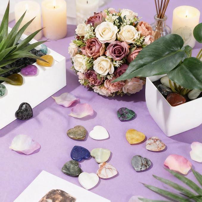 Nuenen 72 Pcs Natural Heart Shaped Healing Crystal Stone Bulk 1 Inch Polished - Image 4