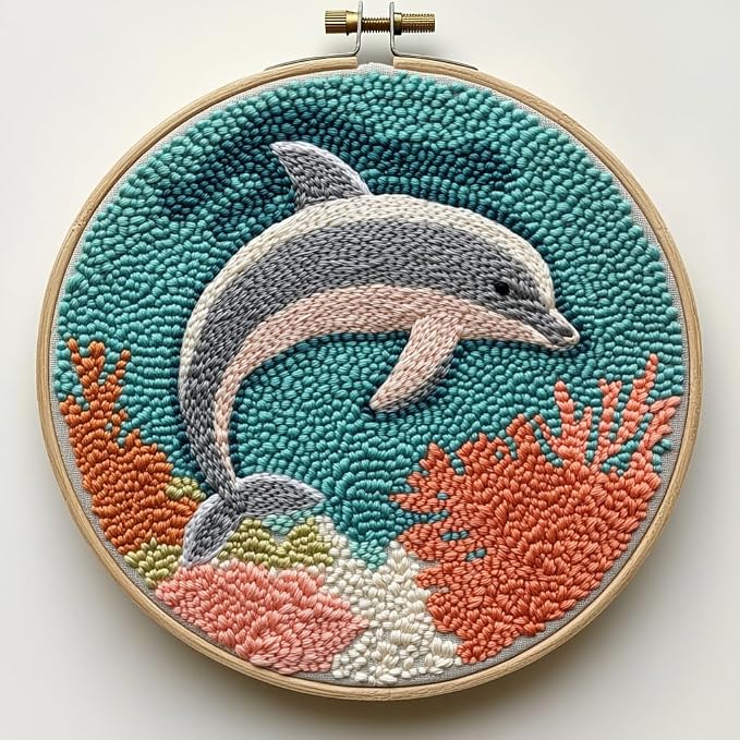 Punch Needle Kit for Beginners – Dolphin Punch Stitching Kit for Adults by Unknown
