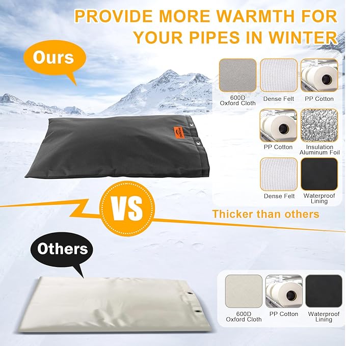 Backflow Preventer Cover Insulated (5˚F) - 14" W x 26" H Backflow Cover for Winter Pipe Freeze Protection - Sprinkler Covers for Outside - Double Wall Insulation Cover Black