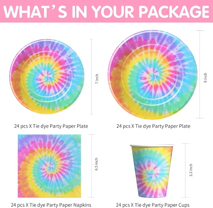 Tie Dye Party Decorations Tableware - Image 2