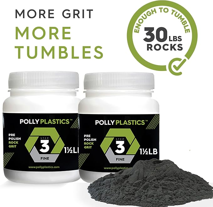 Polly Plastics Rock Tumbler Media Grit Refill, Pre-Polish 500 Silicon Carbide Grit, Stage 3 for Tumbling Stones (2 Pack) (3 lb.)