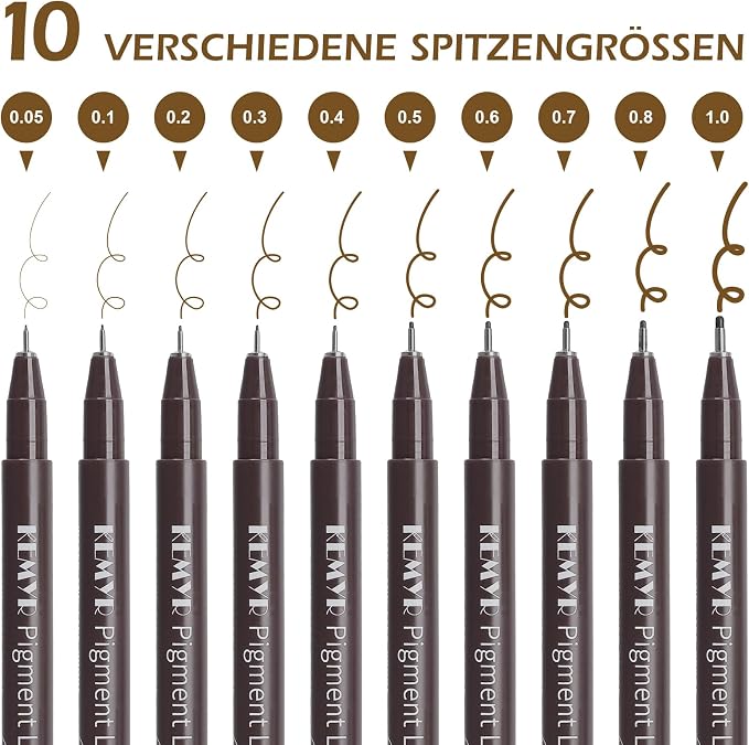 KEMYR 10 Micro Fine liner Drawing Art Pens Calligraphy Pens: 0.05mm-1.0mm Size - Image 2