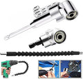 105 Degree Right Angle Driver Angle Extension Power Screwdriver Drill Attachment with 1/4 Drive 6mm Hex Bit Magnetic Drill Bit Socket Angled Bit Power Drill Tool and Soft Shaft