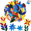 Lanyani Bright Glass Petal Mosaic Tiles, Hand-Cut Stained Glass Flower Leaves by LanyaniArtGlassMosaics