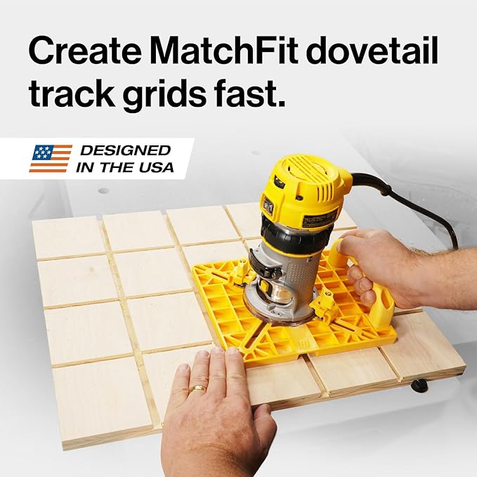 MICROJIG Matchfit Grid Router Guide – Precision Dovetail Clamp Track Jig for Woodworking, Easy Self-Indexing 4" Spacing, Build Custom Workbenches, Jigs & Sleds, MFRG-400-000
