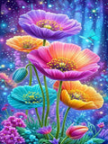MYBISYMQQ Dreamy Starry Sky Floral Cross Stitch Kits by Unknown