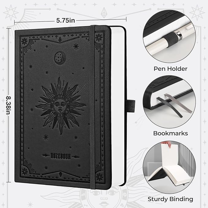 EMSHOI Graph Grid Journal Notebook, 320 Pages, A5 Size | Leather Hardcover - Image 4