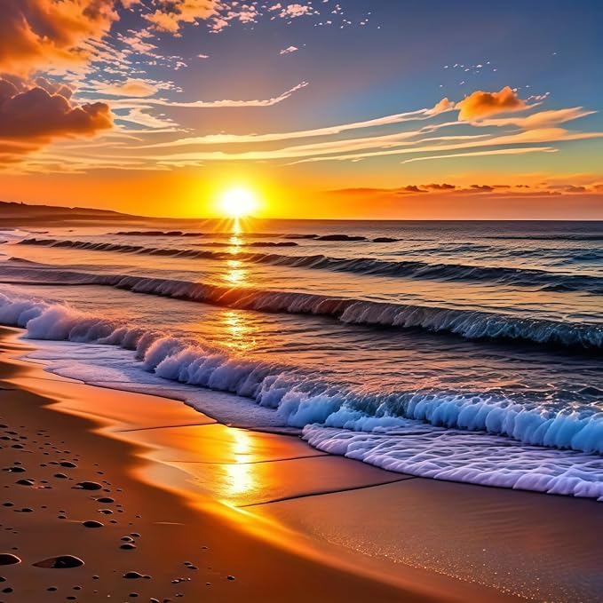 5D Diamond Painting Kits for Adults Beginner, Sunset Landscape Beach Diamond by BYGFHLYW