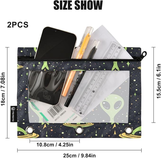 Green Aliens Space Pencil Pouch - Image 3