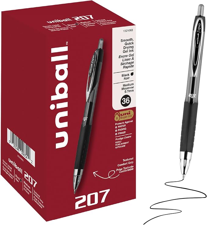 uniball™ 207 Gel Pens, 0.7mm Medium Point, Retractable, Smooth Writing by uni-ball